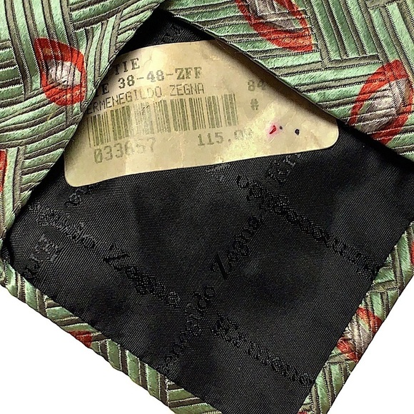 𝅺nwt Ermenegildo Zegna Basket Weave Silk Tie - Picture 3 of 7